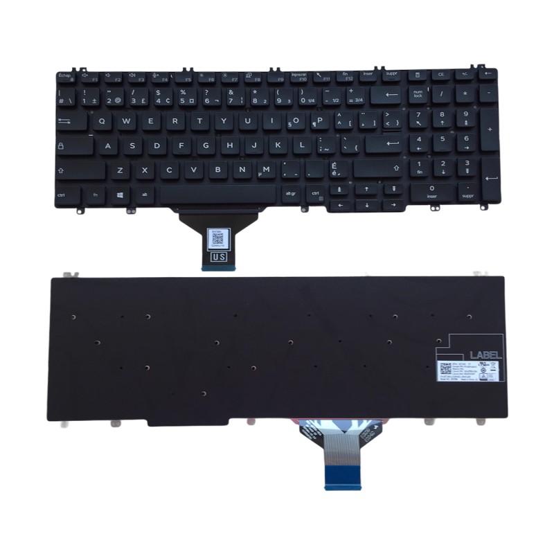 Clavier canadien français CF 0DTJ5G SG-97600-X3A pour Dell Latitude 5500 / 5501 / 5510, Precision 3540 / 3541