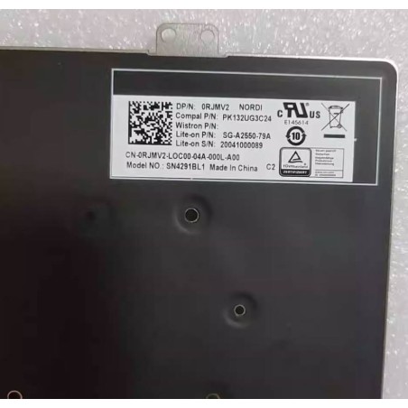 Clavier NE nordique suédois finlandais norvégien danois 0RJMV2 PK132UG3C24 SG-A2550-79A SN4291BL1 pour Dell Latitude 7410 (Rétroéclairé)