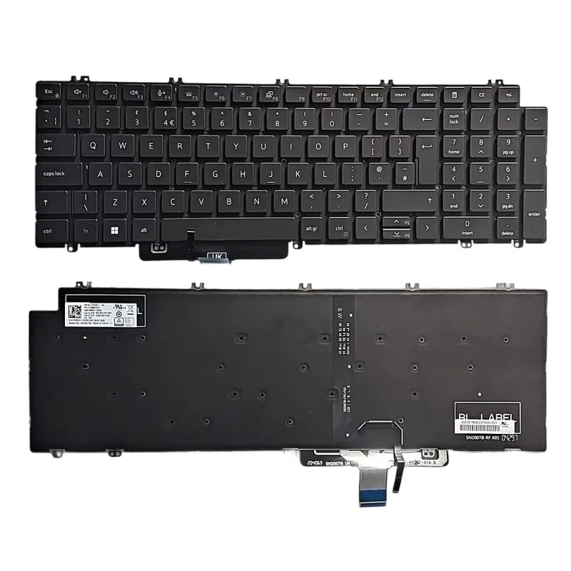 Clavier anglais UK 0T9DR1 PK133MM3B15 SG-B2710-2BA pour Dell Latitude 5520 / 5521 / 3540 (Rétroéclairé)