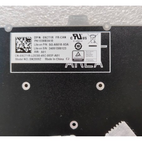Clavier CF Français Canadien 0XCT1R SG-A5010-X3A PK1338B3A10 pour Dell Latitude 3120