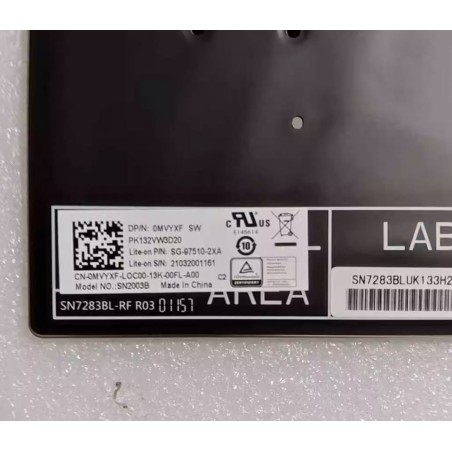 Clavier suisse SW 0MVYXF SG-97510-2XA PK132VW3D20 pour Dell Latitude 5400 / 5401 / 5410 / 5411 (rétroéclairé)