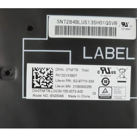 TI Thai Keyboard 0TNFTR SG-97710-33A PK132VX3B07 for Dell Latitude 5500 / 5501 / 5510 (Backlit)