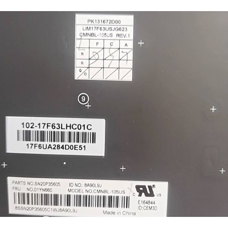 Teclado US Inglés 01YN660 SN20P35605 PK131672D00 para Lenovo ThinkPad E580 L580 L590 (Con retroiluminación)