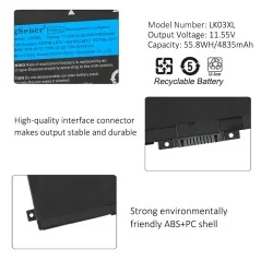 Batteria LK03XL per HP Envy 17M & 15m-bp012dx – 55,8Wh Li-ion (HSTNN-UB7I, TPN-W127) €36.50