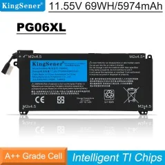 Batterie d’ordinateur portable PG06XL pour HP Omen 15-DH Series (69Wh, 11.55V) – Remplacement pour HSTNN-DB9F L48431-2C1 L484...