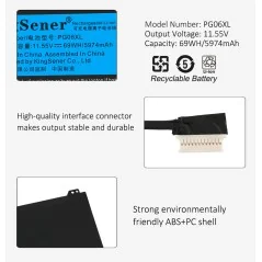 Batterie d’ordinateur portable PG06XL pour HP Omen 15-DH Series (69Wh, 11.55V) – Remplacement pour HSTNN-DB9F L48431-2C1 L48497-005