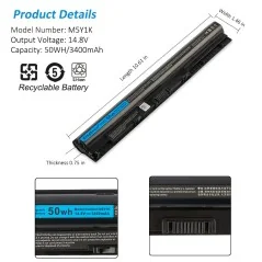 M5Y1K Ersatzakku für Dell Inspiron 14, 15, 17 / Vostro 3458, 3558, 3568, 3578 / Latitude 3460, 3560 – 50Wh Li-ion
