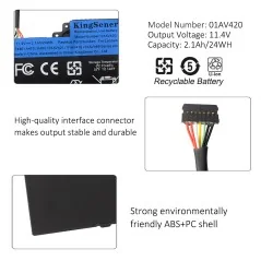 Batterie d’ordinateur portable 01AV420 pour Lenovo ThinkPad T480, T470, A475, A485, TP25 – 24Wh 11.4V Li-Polymer €39.50