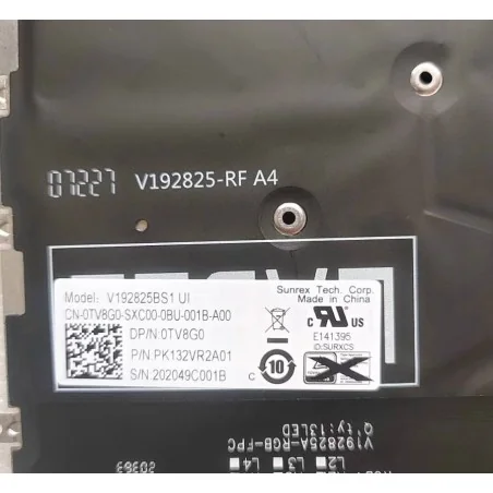 Tastiera inglese US India 0TV8G0 V192825BS1 PK132VR2A01 per Dell G7 15 7500 / Alienware m15 R2 R3 (RGB Retroilluminata)