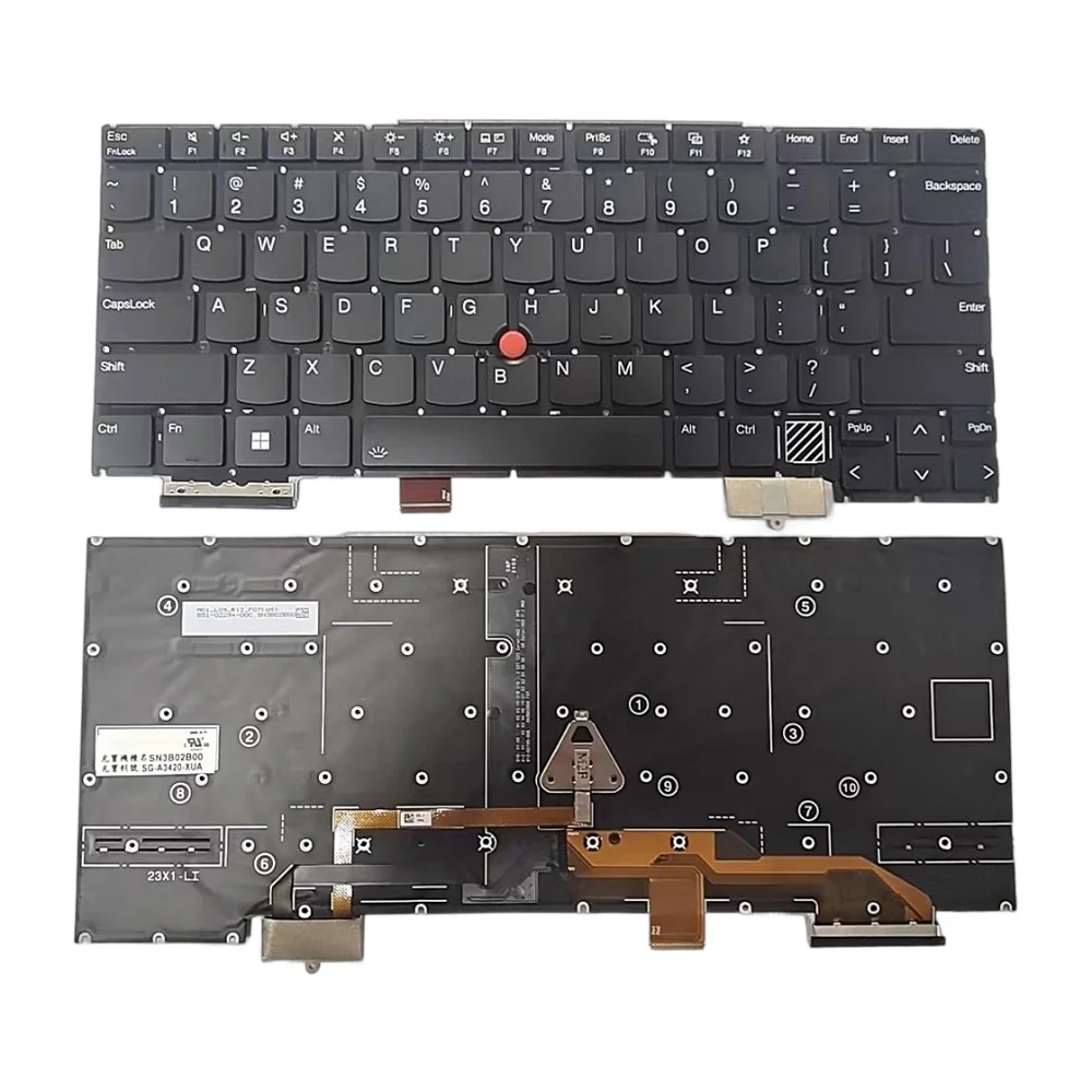 Clavier anglais US SN21K90041 SG-A3420-XUA pour Lenovo ThinkPad X1 Carbon Gen 12 (rétroéclairé) Clavier anglais US SN21K90041 SG-A3420-XUA pour Lenovo ThinkPad X1 Carbon Gen 12 (rétroéclairé)