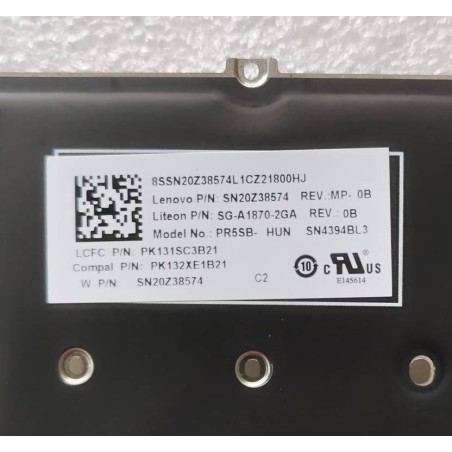 Tastiera HU Ungherese SN20Z38574 SG-A1870-2GA PK132XE1B21 SN4394BL3 per Lenovo ThinkBook 15 G2 ARE/ITL (Retroilluminata)