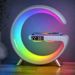 Smart Bluetooth Speaker with 15W Wireless Charger, Alarm Clock & APP-Controlled Ambient Light
