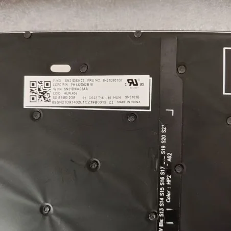 Teclado húngaro HU 5N21D93700 SG-B1450-2GA para Lenovo ThinkPad T16 Gen 1 / P16s Gen 1 / L15 Gen 3