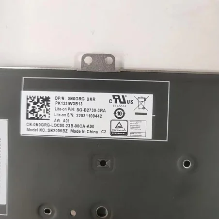 Clavier Ukrainien UA 0N0GRG SG-B2730-3RA pour Dell Latitude 5420 / 7420 (Rétroéclairé)