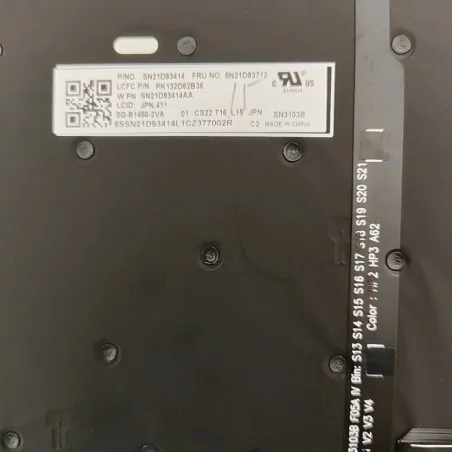 Tastiera Giapponese JP 5N21D93712 SG-B1450-2VA per Lenovo ThinkPad T16 Gen 3 / L15 Gen 3 (Retroilluminata)