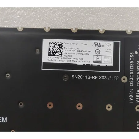 Teclado Turco TR 0YWR31 SG-A5880-28A PK133MF1D36 para Dell Latitude 3510 3511 3515 3520 5510 5518 (Retroiluminado)