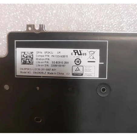 Clavier Anglais UK 0P2K2J SG‑B2910‑2BA SN4292BLZ PK132V43B15 pour Dell Precision 7750 / 7760 (Rétroéclairé)
