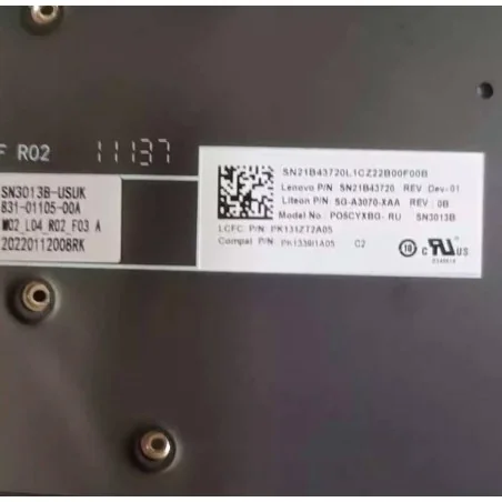 Clavier Russe RU SN21B43720 SG‑A3070‑XAA P05CYXBG‑RU PK131ZT2A05 pour Lenovo Legion 5‑17ARH05 (Rétroéclairé)