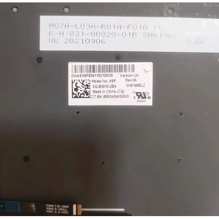 Clavier Anglais UK SG‑B2810‑2BA SN6196BLZ pour HP ProBook 430 G8 / 435 G7 / 435 G8 (Rétroéclairé)