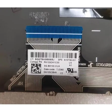 Clavier US Anglais N10736-001 SG-B0100-XUA SN10SCB4A PK133OK1C00 pour HP Spectre X360 14-EF (Rétroéclairé)