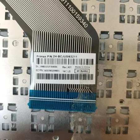 Clavier Anglais US 2H-BCJUSI63211 pour Dynabook EX50L-K (Rétroéclairé)