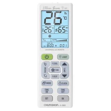 Telecomando Universale CHUNGHOP K-3302E per Condizionatore con Display LCD, Misurazione Temperatura e Umidità e Torcia €9.95